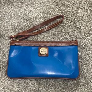 Dooney & Bourke Blue Wristlet with Brown Trim